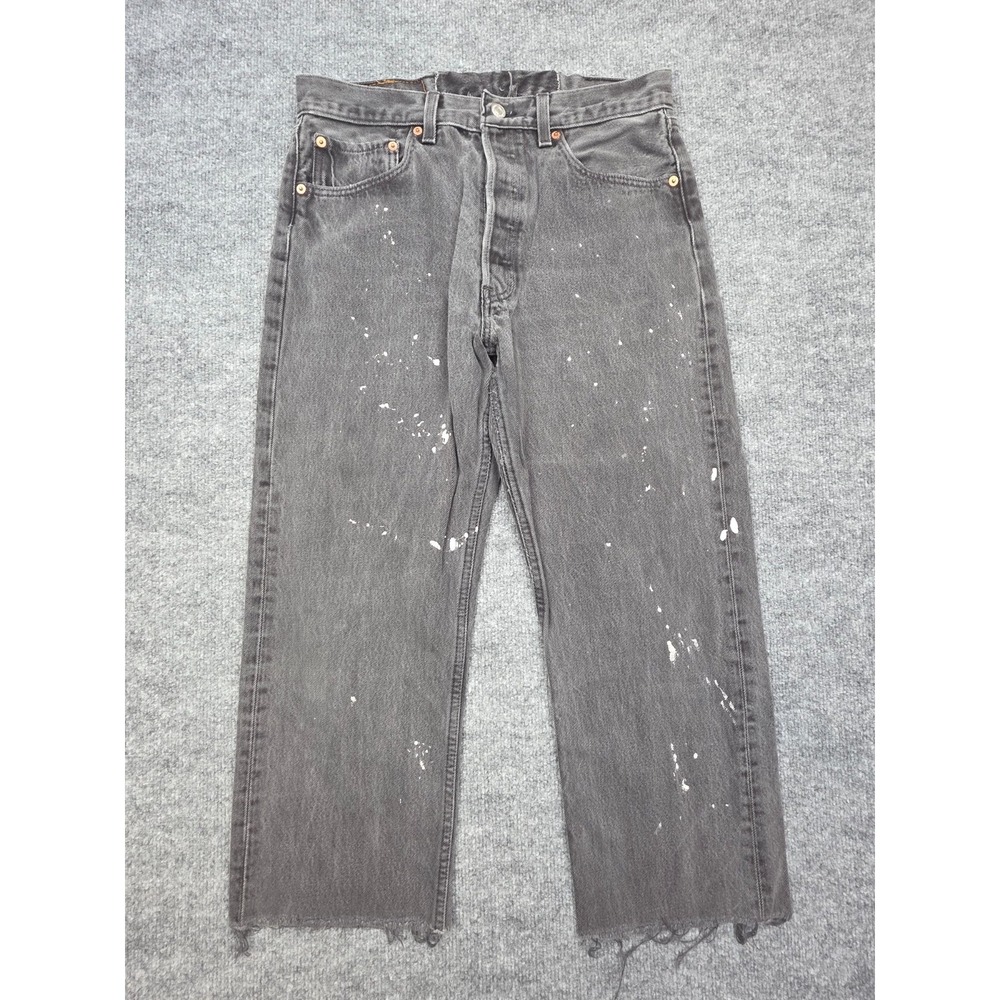 Vintage Levi's 501 Jeans Men's 32 x 30 (FITS 30 x 23) Black Splatter Raw Hem USA